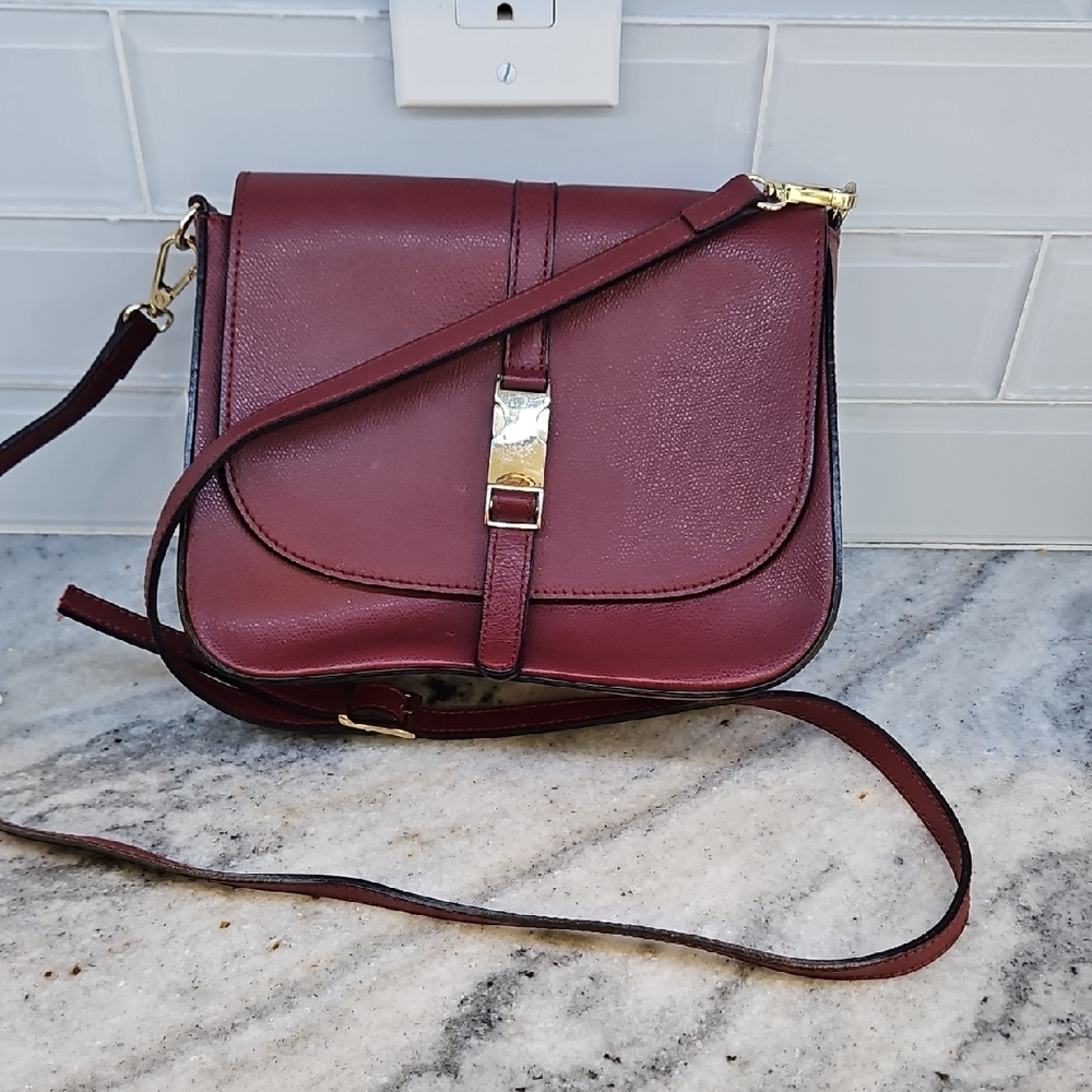 NWOT Tuscany Genuine Leather Bordeaux Crossbody Bag